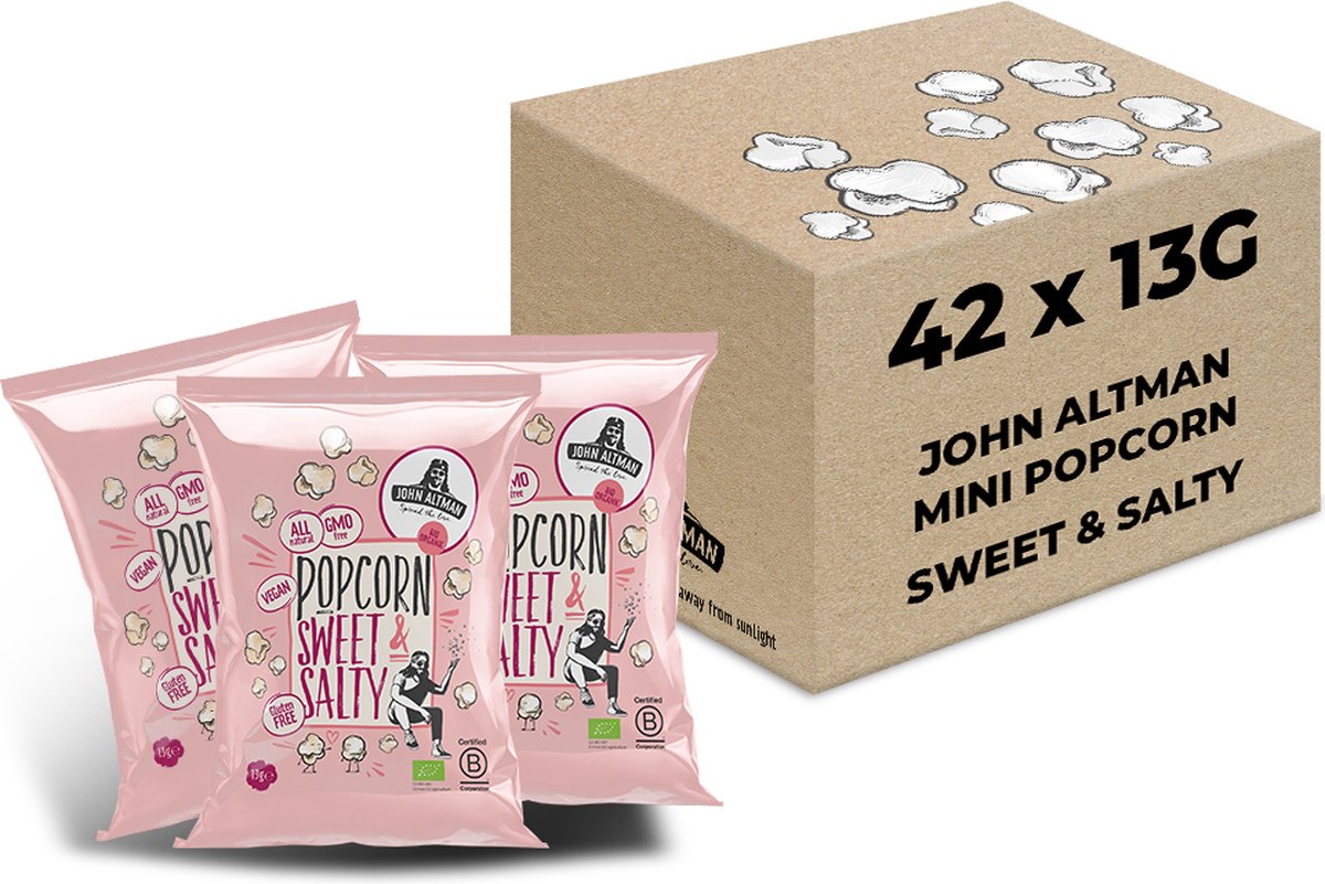 Organic Popcorn Sweet & Salty mini bags - John Altman