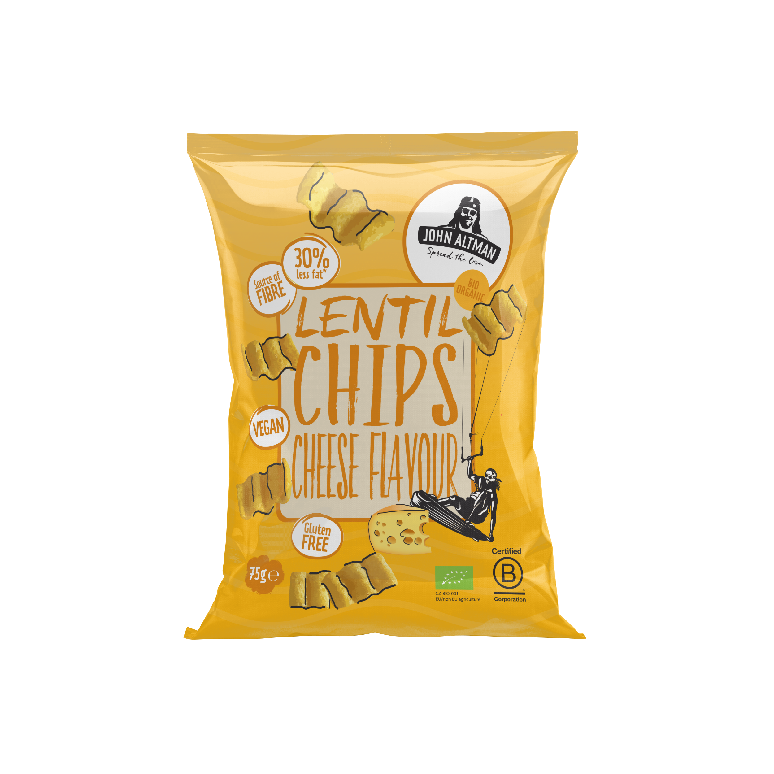 Organic Lentil Chips Vegan Cheese 75g - John Altman