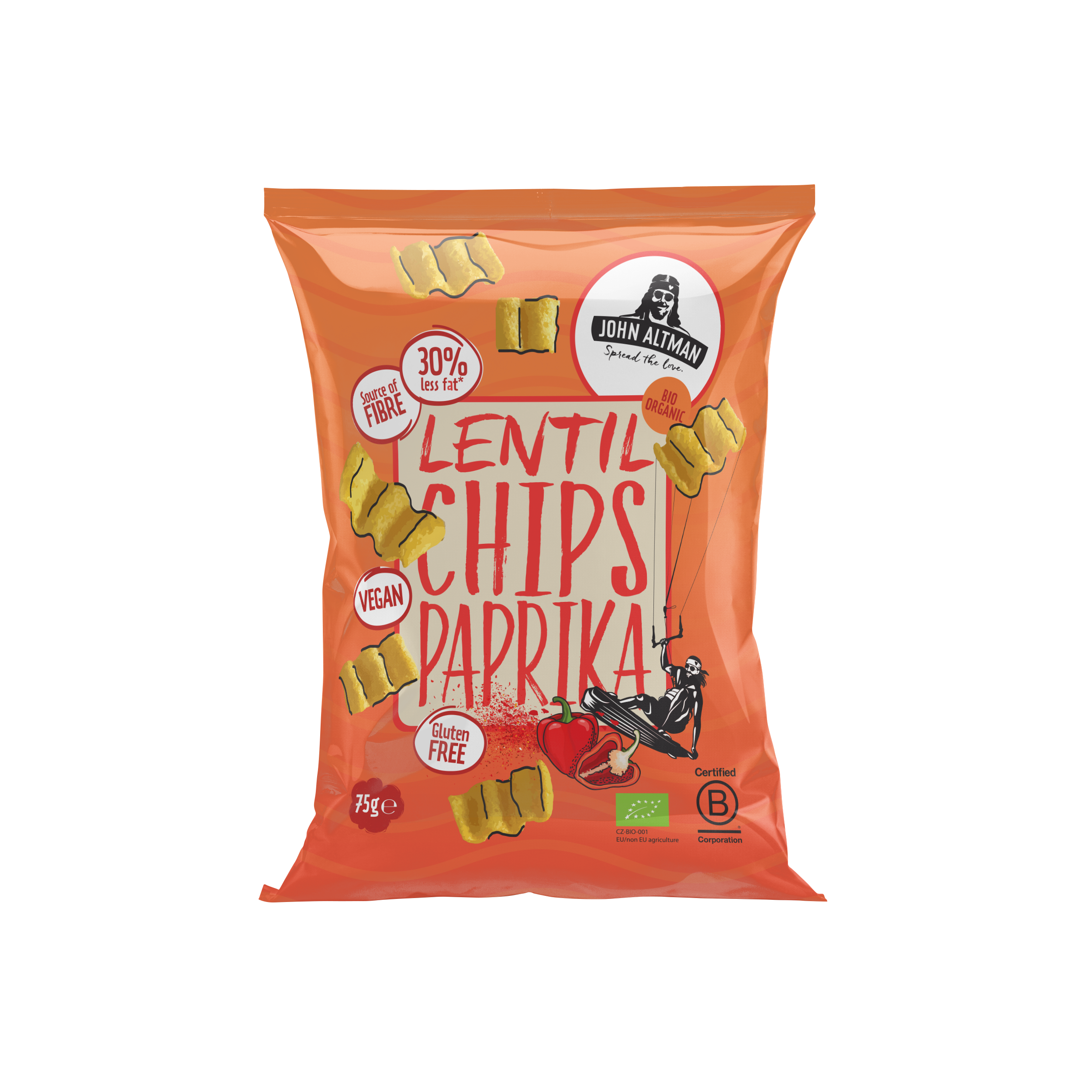 Organic Lentil Chips Paprika 75g - John Altman