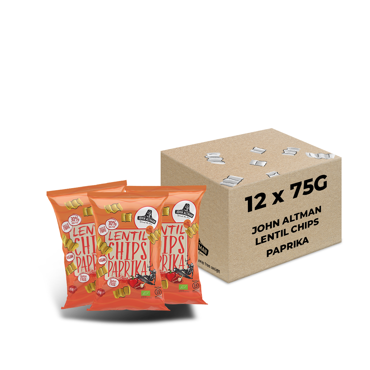 Organic Lentil Chips Paprika 75g - John Altman