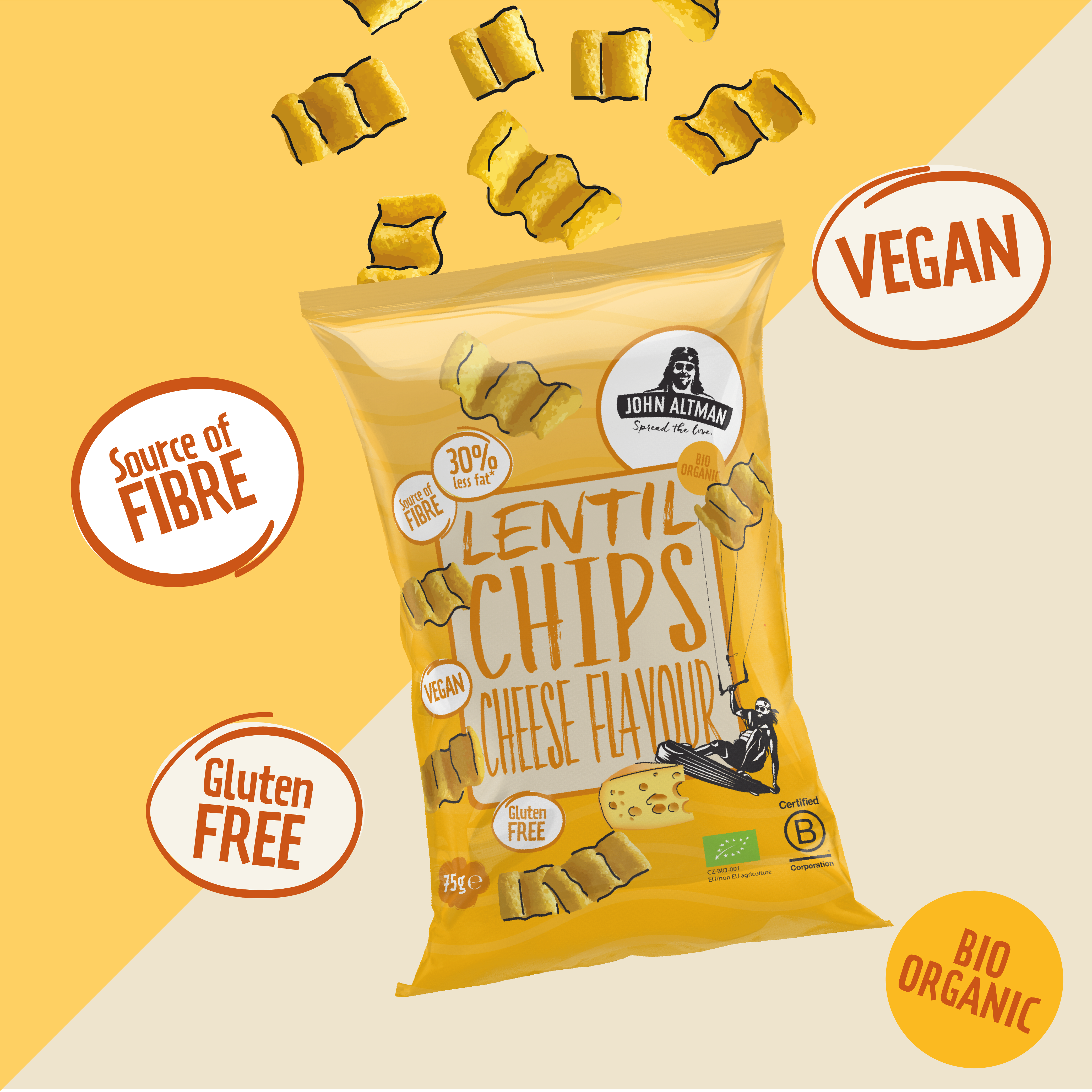 Organic Lentil Chips Vegan Cheese 75g