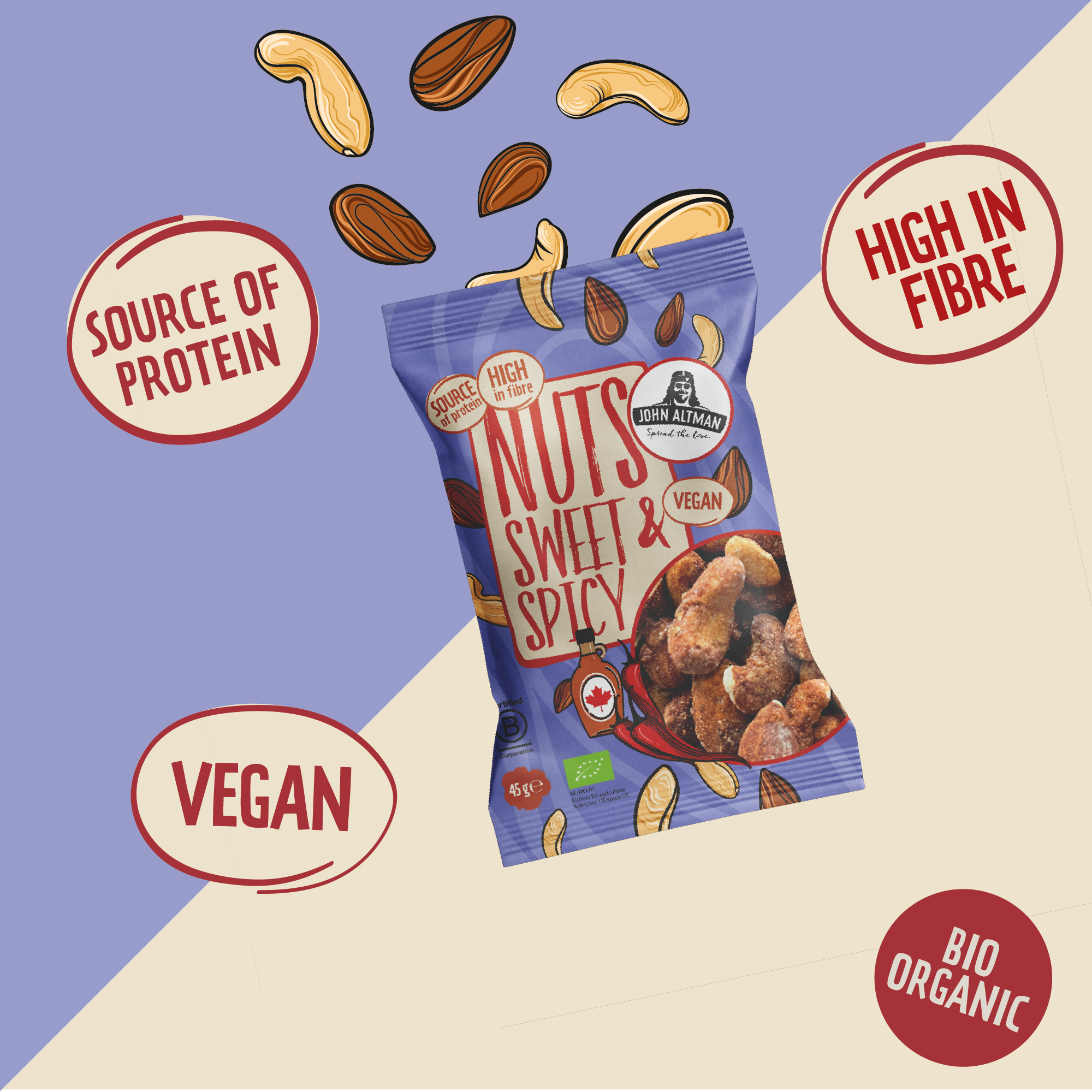 Mixed Nuts Organic Sweet & Spicy 45g