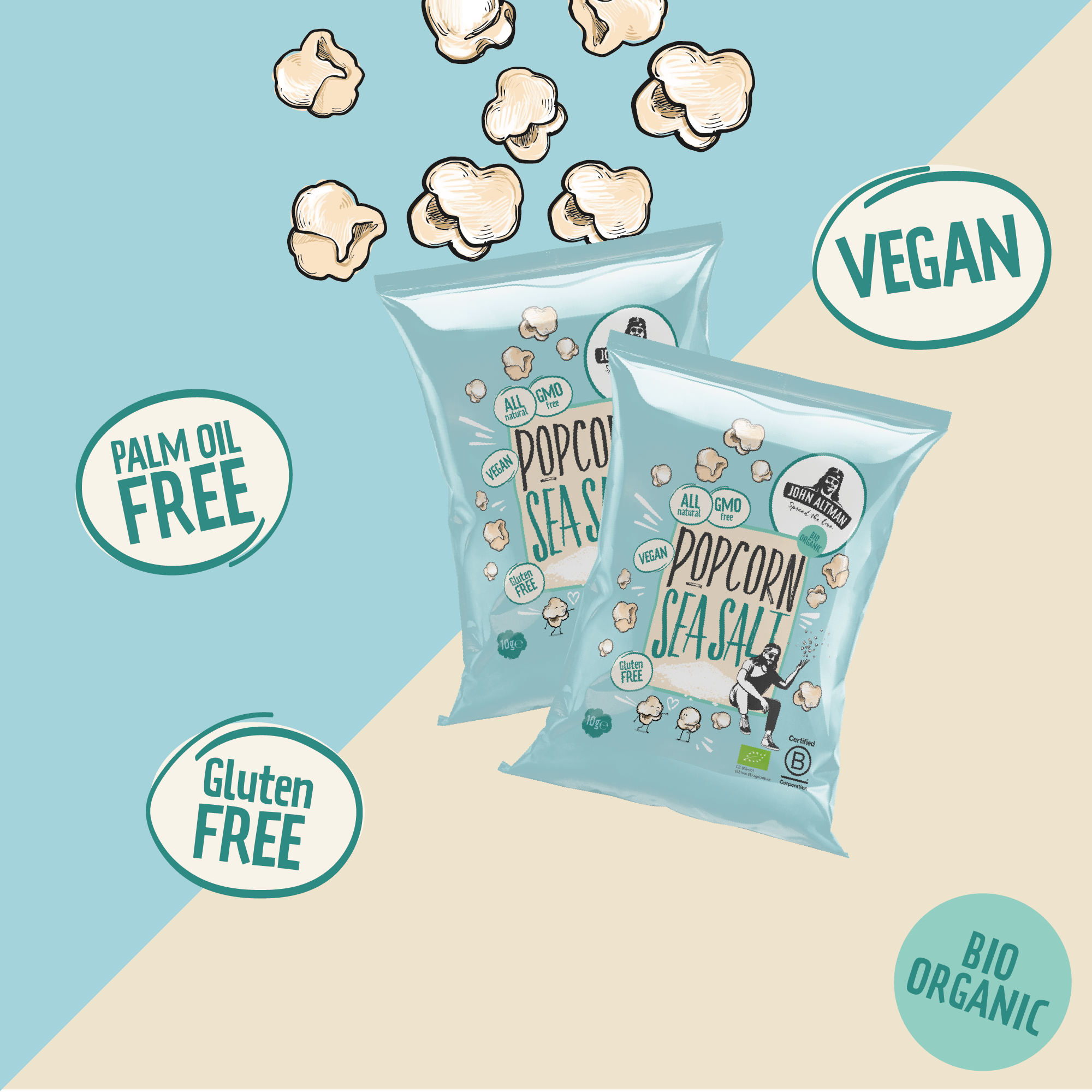Organic Popcorn Sea Salt mini bags 10g