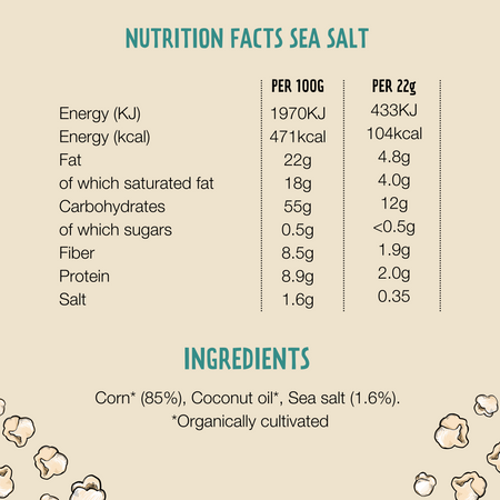 Popcorn Organic Sea Salt 22g