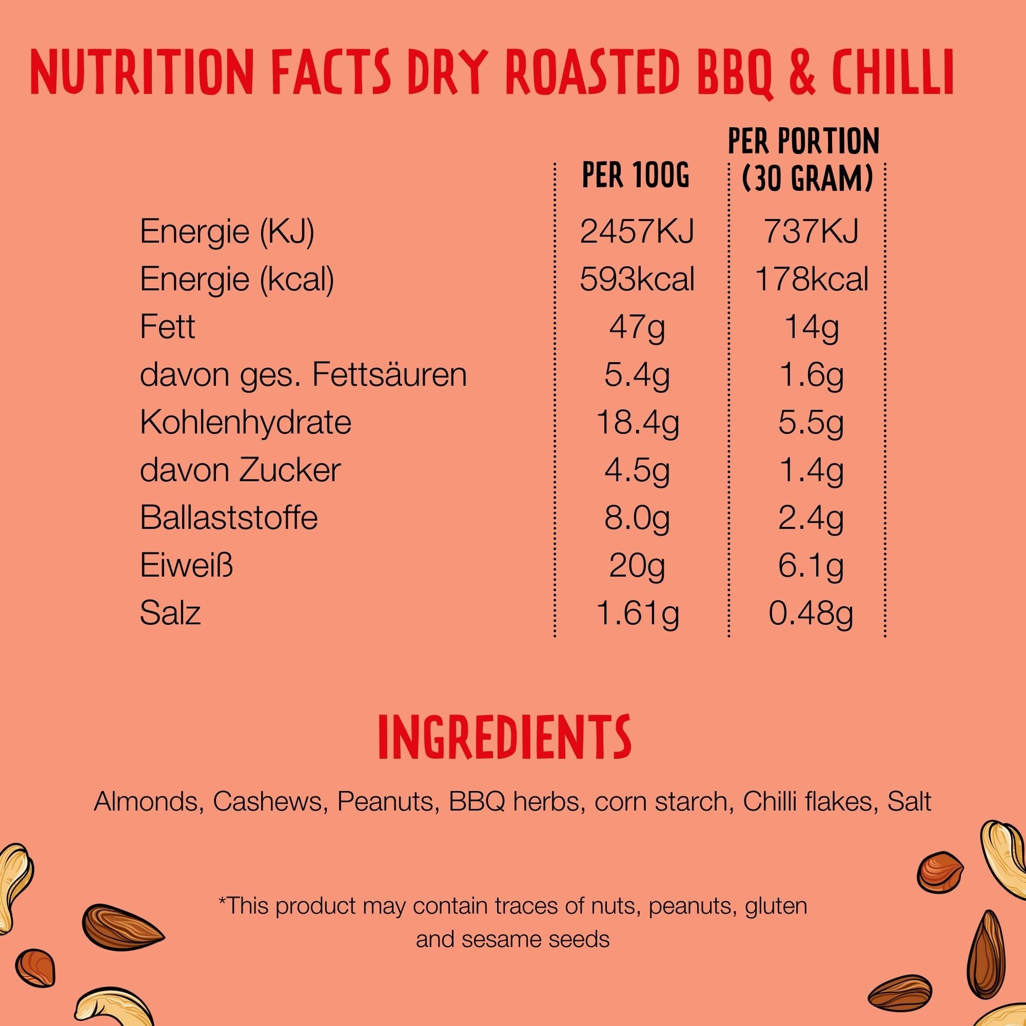 Dry Roasted BBQ Chilli Nuts (100 gram) - John Altman